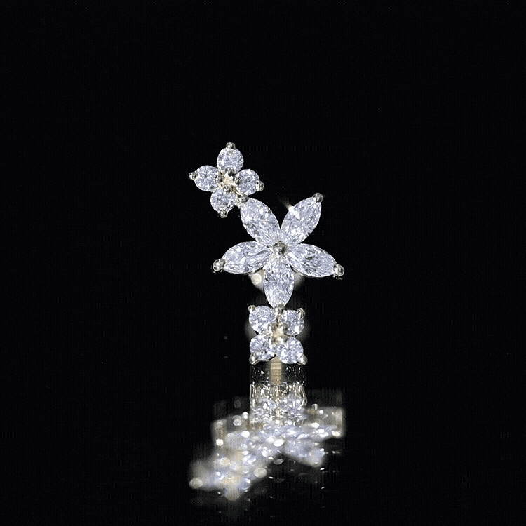 Cartilage Flower Crawler Earring with Diamond