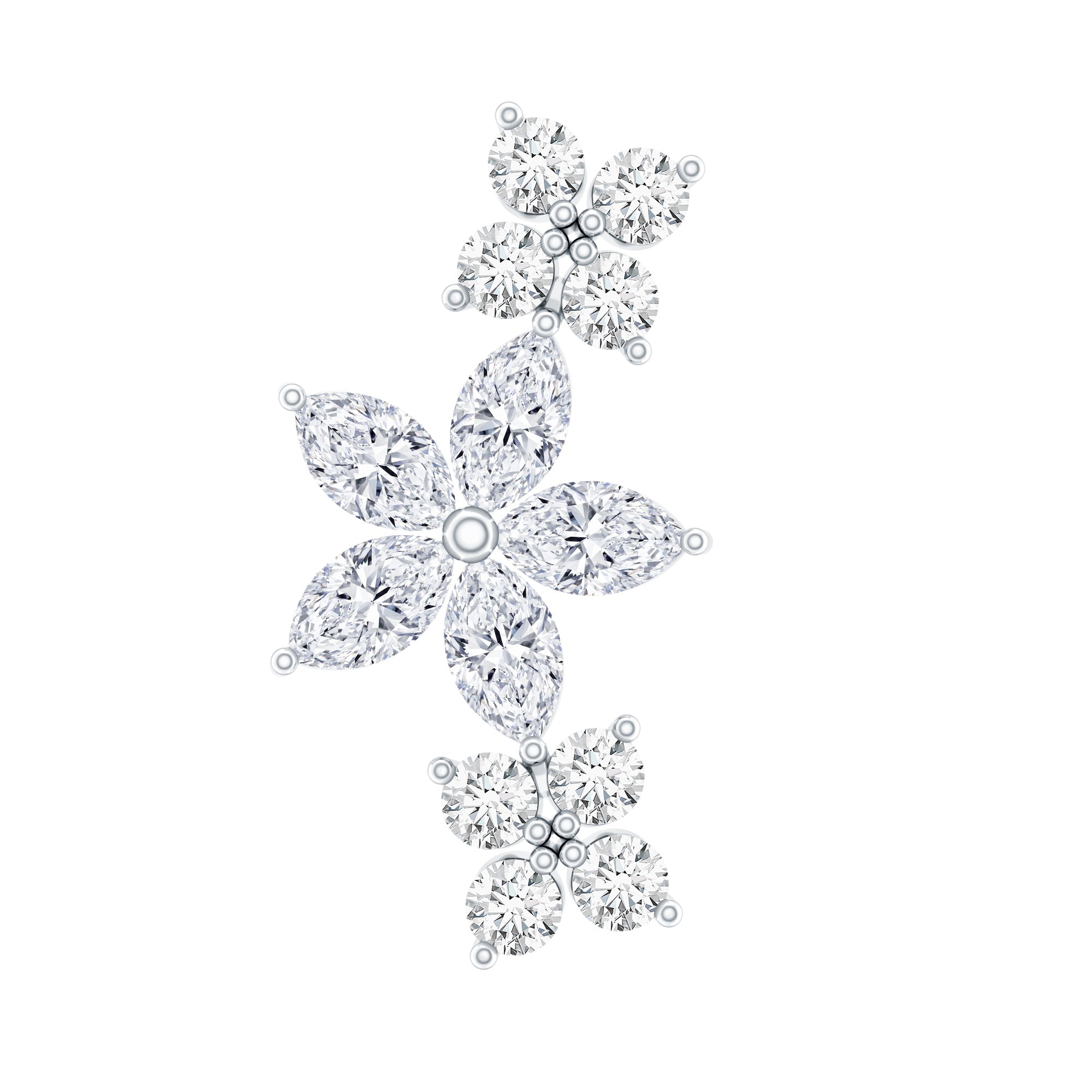 Cartilage Flower Crawler Earring with Diamond