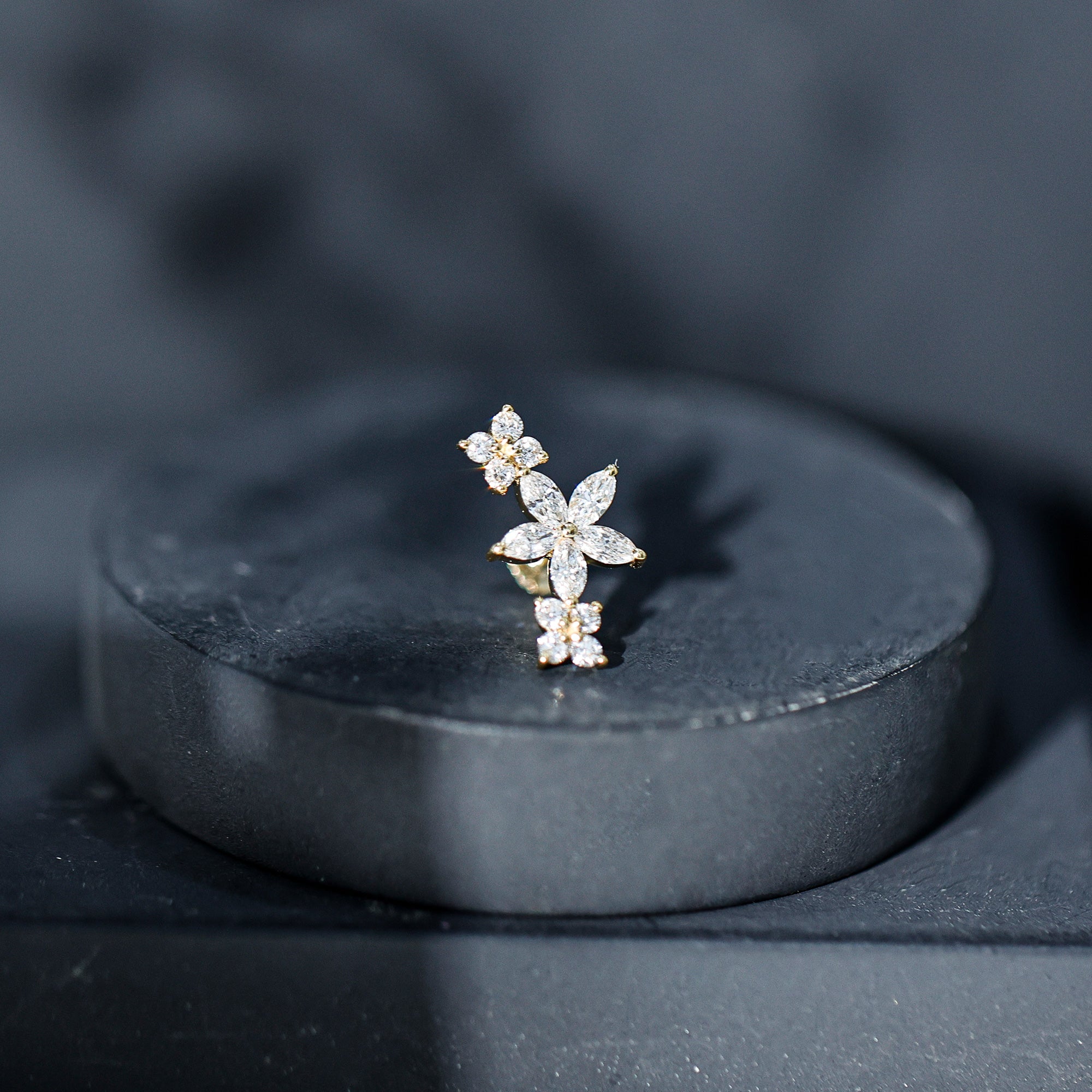 Cartilage Flower Crawler Earring with Diamond