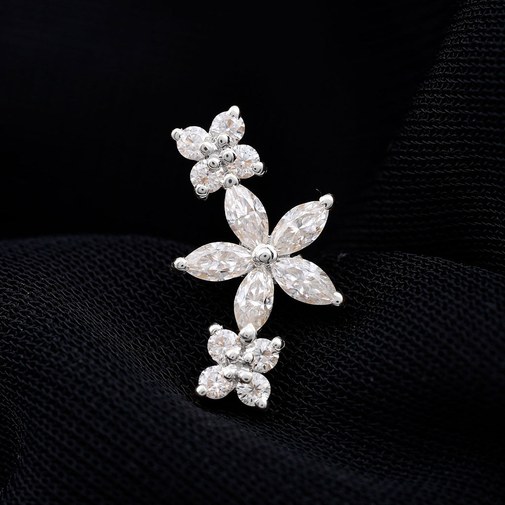 Cartilage Flower Crawler Earring with Diamond