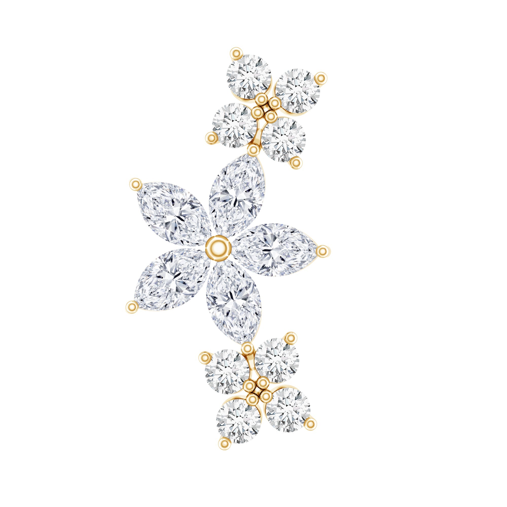 Cartilage Flower Crawler Earring with Diamond