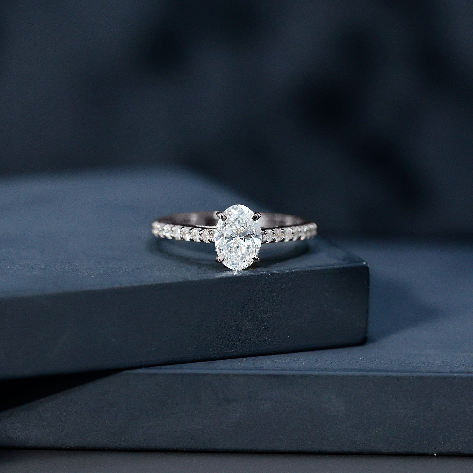 Certified Lab Grown Diamond 2 Carat Engagement Ring With Side Stones