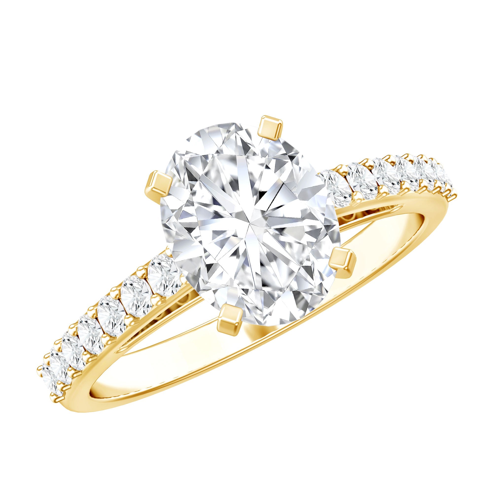 Certified Lab Grown Diamond 2 Carat Engagement Ring With Side Stones