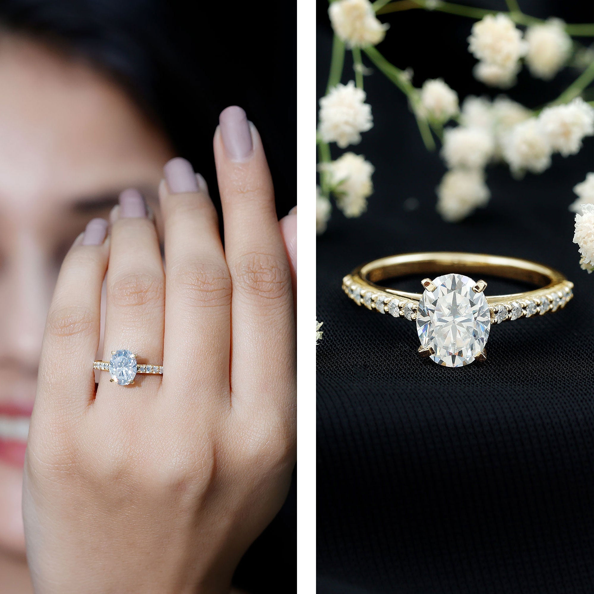 Certified Lab Grown Diamond 2 Carat Engagement Ring With Side Stones