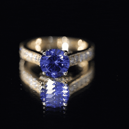 2.50 CT Created Blue Sapphire Solitaire Engagement Ring with Diamond and Milgrain Detailing