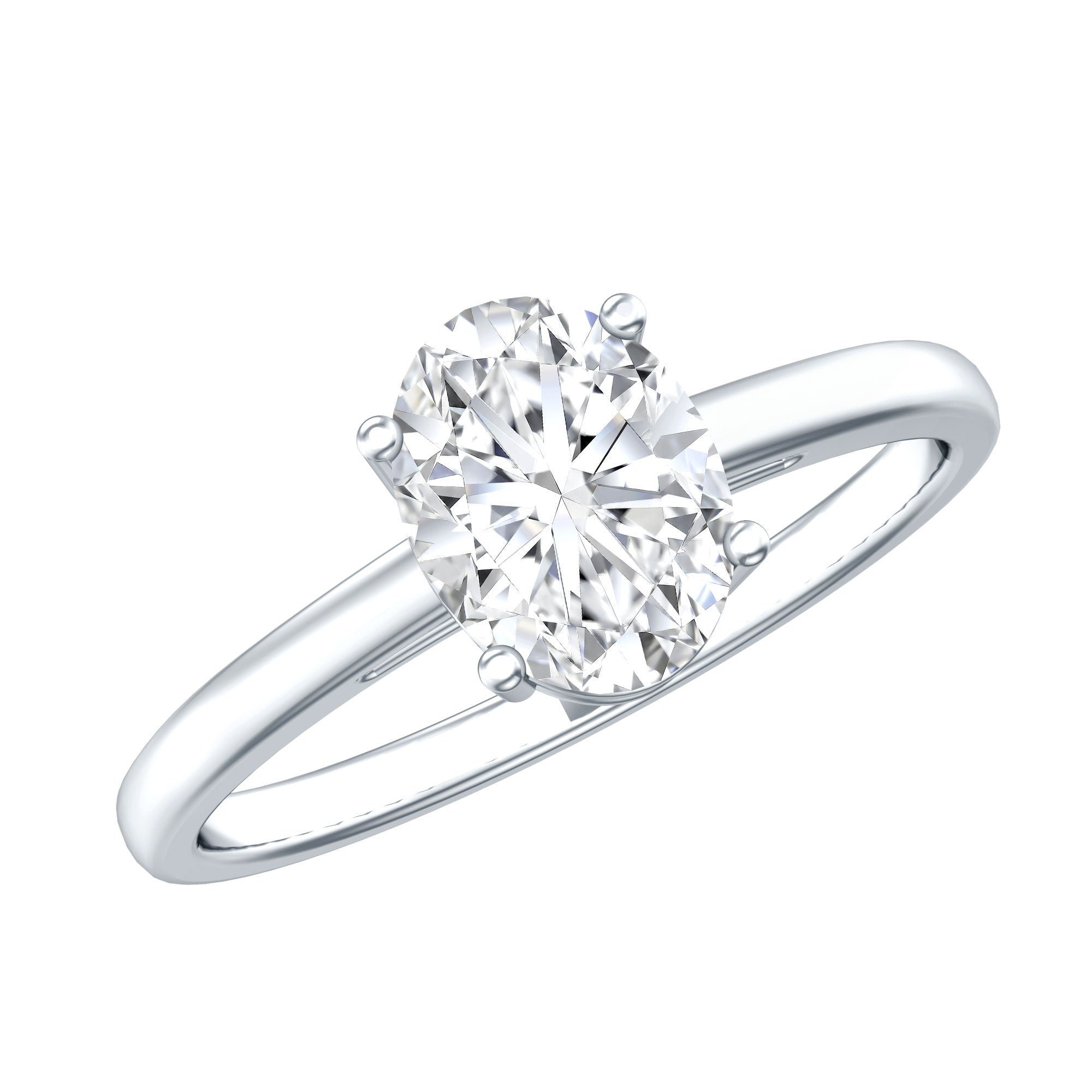 Certified 6X8mm Solitaire Moissanite Oval Engagement Ring