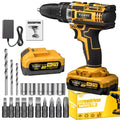 21V Cordless Brushless Impact Wrench Drill Kit – Lithium Drill + Battery x1, 4000mAh Battery, Toolbox & Accessories